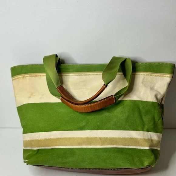 Kate Spade Green and Cream Striped Tote - Picture 4 of 11